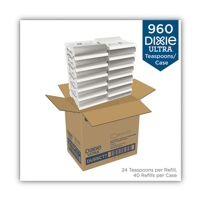 SmartStock Tri-Tower Dispensing System Cutlery, Heavyweight Spoon, Plastic, Natural, 40/Pack, 24 Packs/Carton