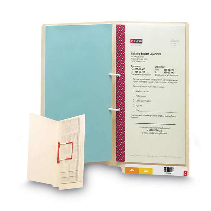 Heavyweight Reinforced End Tab U-Clip Fastener Folders, Straight Tab, Expands 0.75", 1 Fastener, Letter Size, Manila, 50/Box