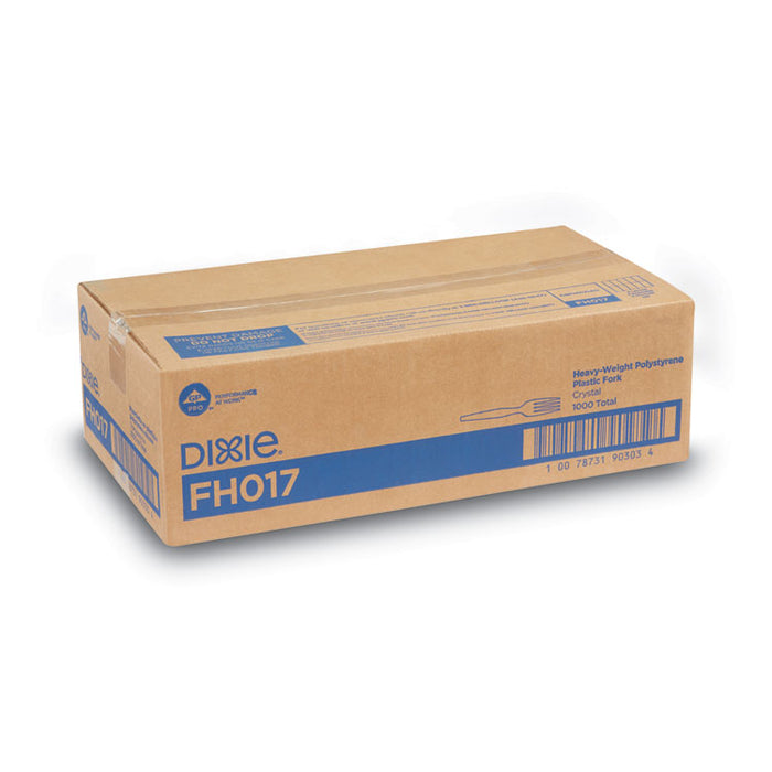 Plastic Cutlery, Heavyweight Fork, Clear, 1,000/Carton