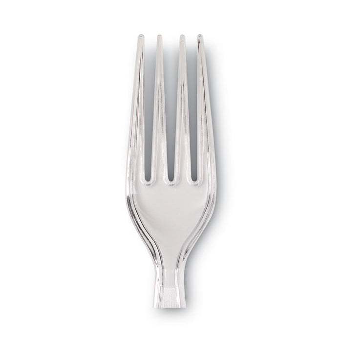 Plastic Cutlery, Heavyweight Fork, Clear, 1,000/Carton
