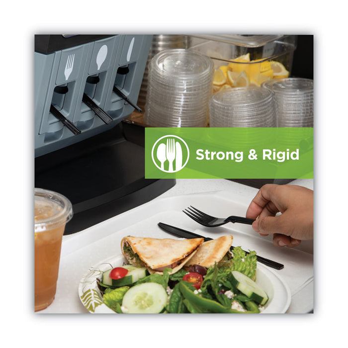 SmartStock Tri-Tower Dispensing System Polystyrene Cutlery, Mediumweight Fork, Plastic, Black, 40/Pack, 24 Packs/Carton