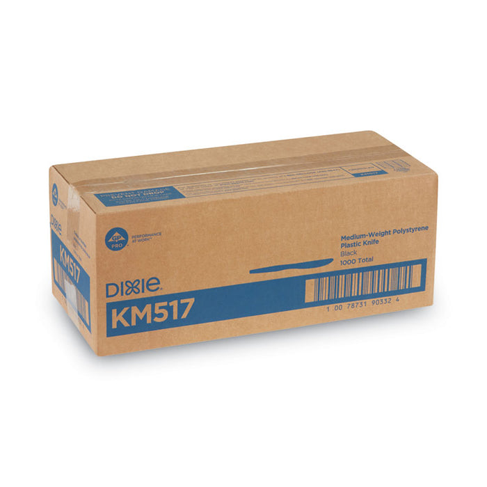 Plastic Cutlery, Heavy Mediumweight Knife, Black, 1,000/Carton