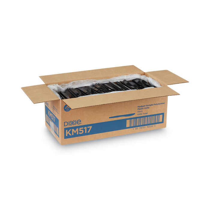 Plastic Cutlery, Heavy Mediumweight Knife, Black, 1,000/Carton
