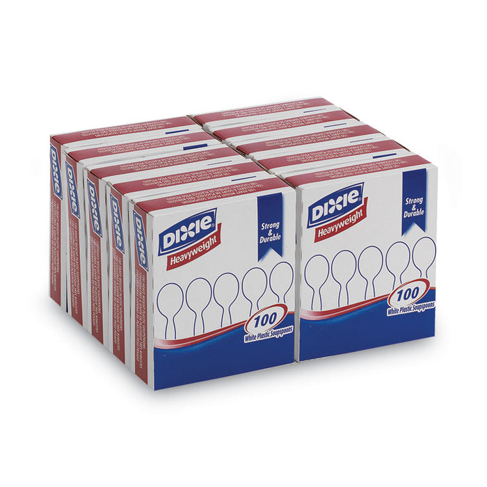 Plastic Cutlery, Heavyweight Soup Spoon, White, 100/Box, 10 Boxes/Carton