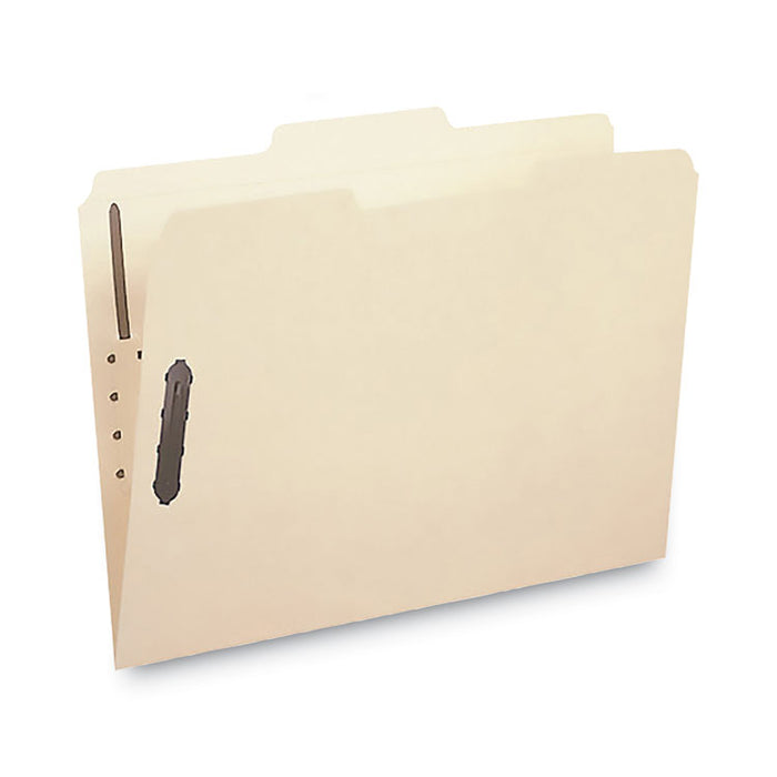 Poly Top Tab Fastener Folders, 1/3-Cut Tab: Assorted, Expands 0.75", 2 Fasteners, Letter Size, Manila, 24/Box
