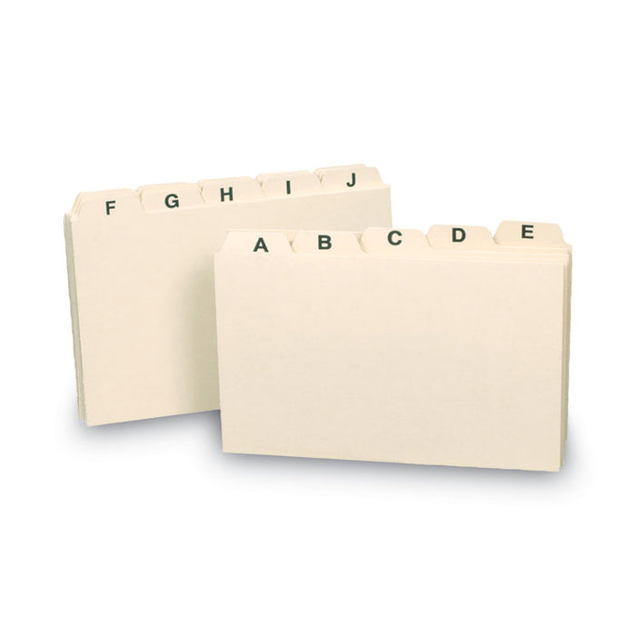 Manila Card Guides, 1/5-Cut Top Tab, A to Z, 3 x 5, Manila, 25/Set