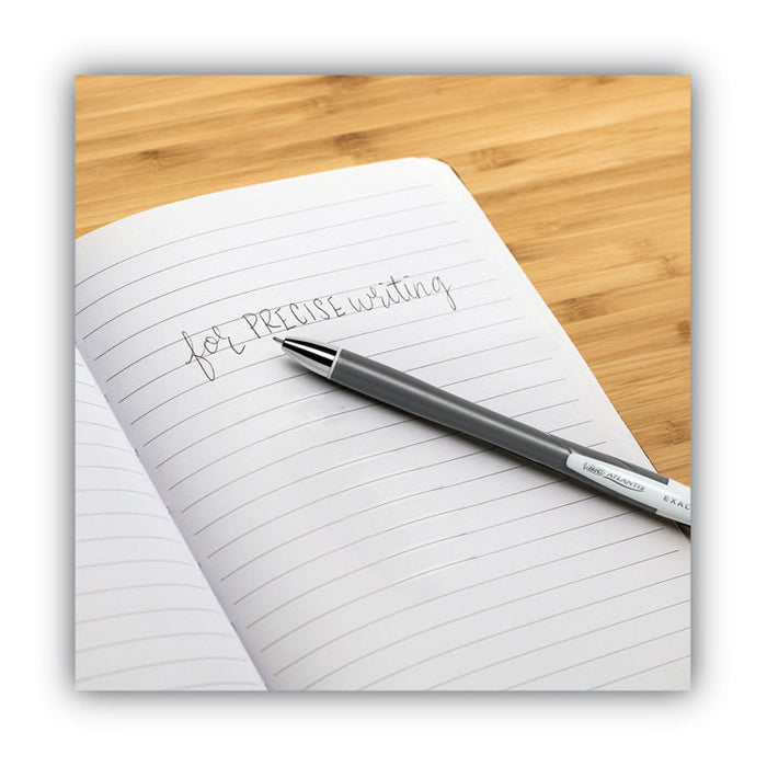 GLIDE Exact Ballpoint Pen, Retractable, Fine 0.7 mm, Black Ink, Black Barrel, Dozen