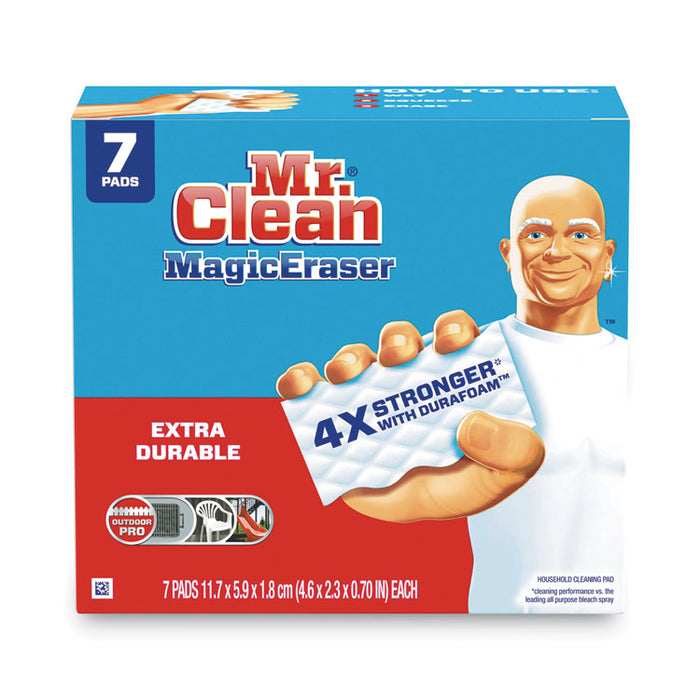 Magic Eraser Extra Durable. 4.6 x 2.4, 0.7" Thick, White, 7/Pack
