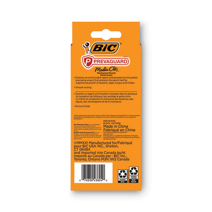 PrevaGuard Media Clic Mechanical Pencils, 0.7 mm, HB (#2), Black Lead, 2 Black Barrel/2 Blue Barrel, 4/Pack
