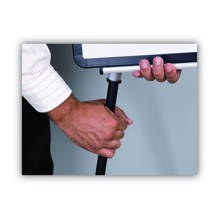 Magnetic Gold Ultra Dry Erase Tripod Presentation Easel with Arms, 28" x 38.5", White Surface, Black/Silver Aluminum Frame
