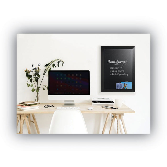 Kamashi Chalk Board, 36" x 24", Black Surface, Black Wood Frame