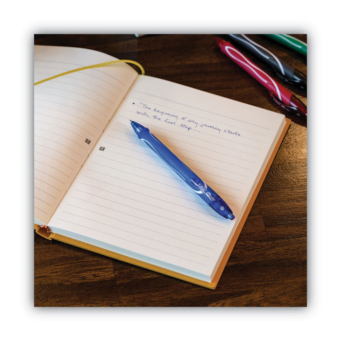 Gel-ocity Quick Dry Gel Pen, Retractable, Medium 0.7 mm, Blue Ink, Blue Barrel, Dozen