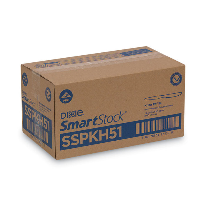 SmartStock Plastic Cutlery Refill, Series-O, Heavyweight Knife, Black, 40/Pack, 24 Packs/Carton