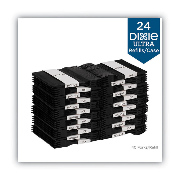 SmartStock Plastic Cutlery Refill, Series-O, Heavyweight Fork, Black, 40/Pack, 24 Packs/Carton