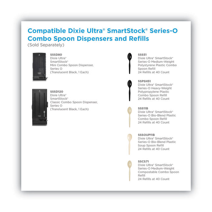 SmartStock Plastic Cutlery Refill, Series-O, Mediumweight Spoon, Black, 40/Pack, 24 Packs/Carton