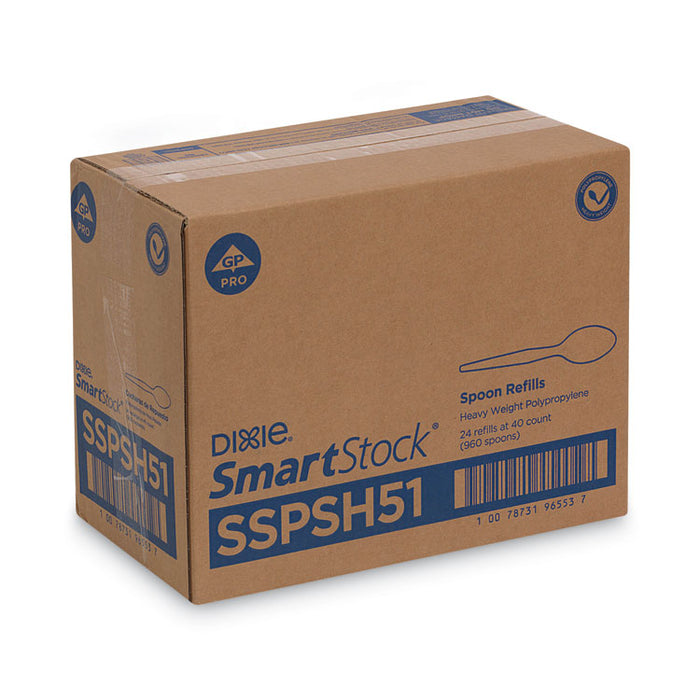 SmartStock Plastic Cutlery Refill, Series-O, Heavyweight Spoon, Black, 40/Pack, 24 Packs/Carton