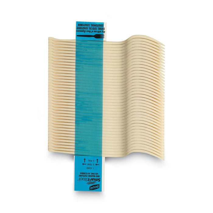 SmartStock Plastic Cutlery Refill, Series-O, Mediumweight Fork, Beige, 40/Pack, 24 Packs/Carton