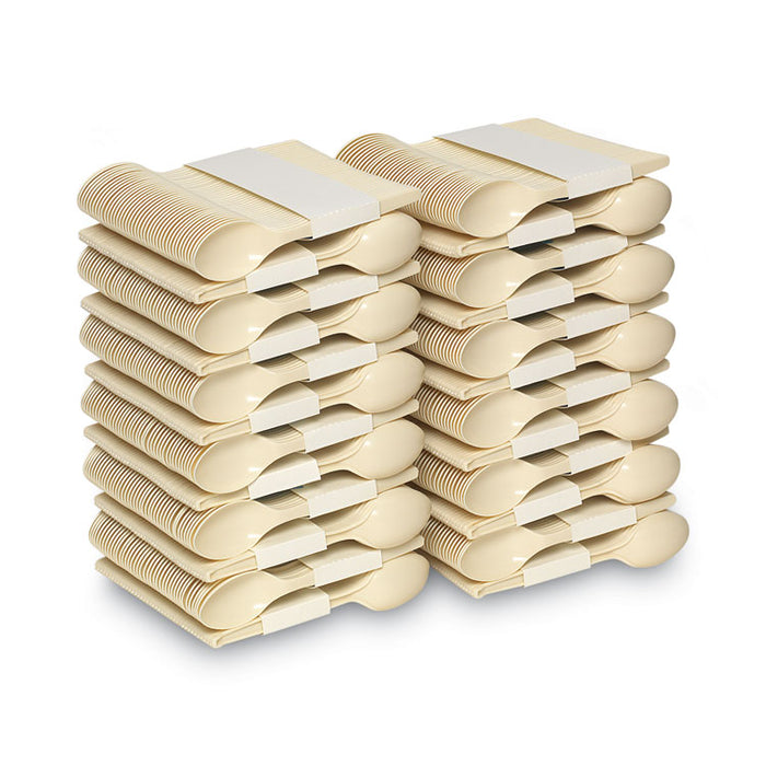 SmartStock Plastic Cutlery Refill, Series-O, Mediumweight Spoon, Beige, 40/Pack, 24 Packs/Carton