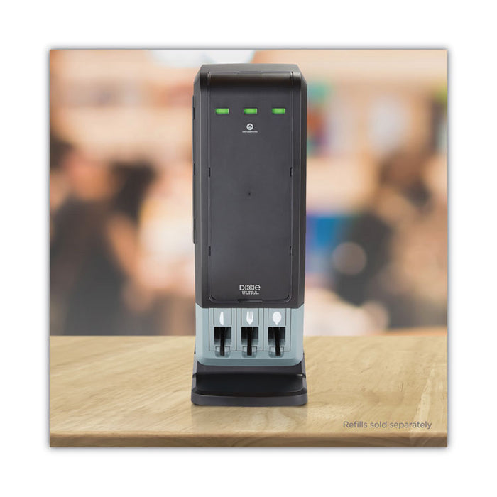 SmartStock Tri-Tower Dispenser, Holds Forks/Knives/Spoons, 13.16 x 16.07 x 31.03, Black/Gray