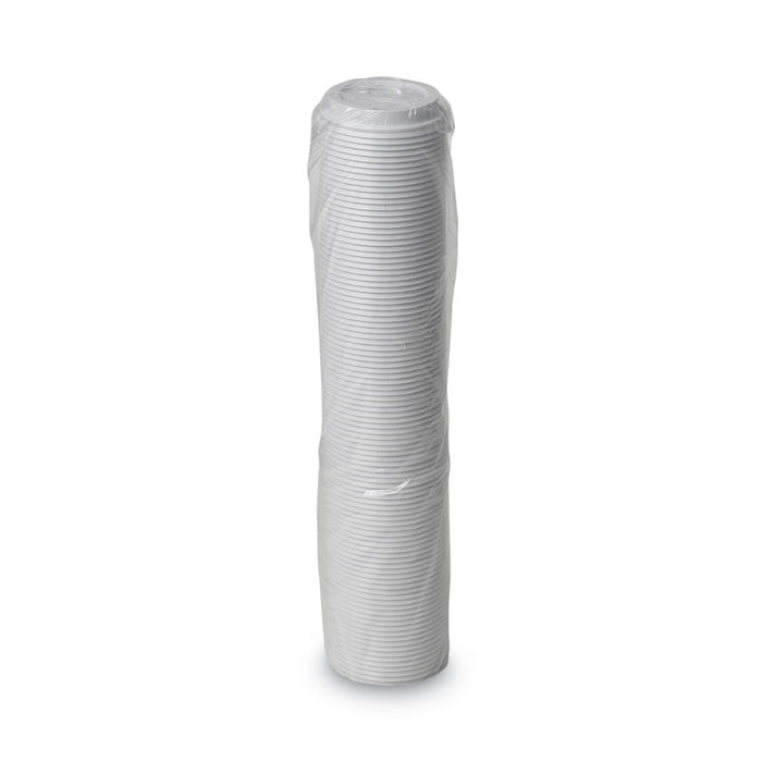 Dome Drink-Thru Lids, Fits 10 oz to 20 oz Dixie Hot Cups, Plastic, White, 100/Pack