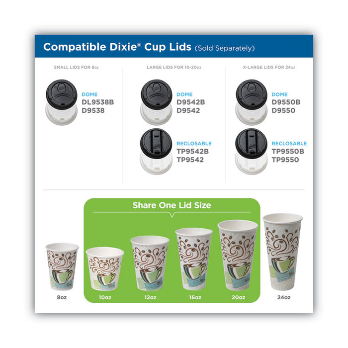 PerfecTouch Paper Hot Cups and Lids Combo, 12 oz, Coffee Haze Design, 50/Pack, 6 Packs/Carton