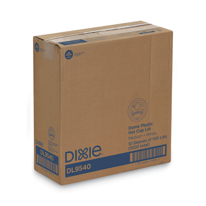 Sip-Through Dome Hot Drink Lids, Fits 10 oz Dixie Hot Cups, Plastic, White, 100/Pack, 10 Packs/Carton