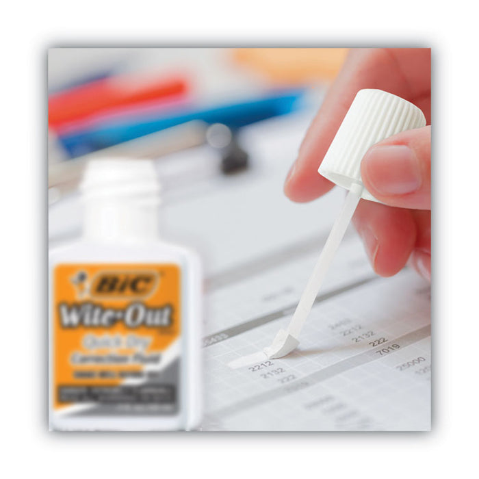 Wite-Out Quick Dry Correction Fluid Value Pack, Foam Brush Tip Applicator, 0.68 oz Bottle, White, Dozen