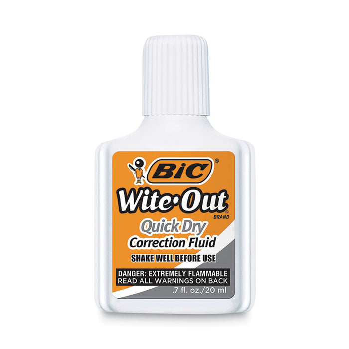 Wite-Out Quick Dry Correction Fluid, Foam Brush Tip Applicator, 0.68 oz Bottle, White, 3/Pack