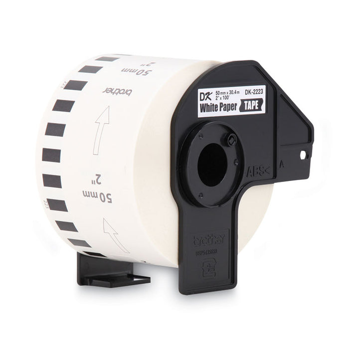 Continuous Paper Label Tape, 2" x 100 ft, Black/White