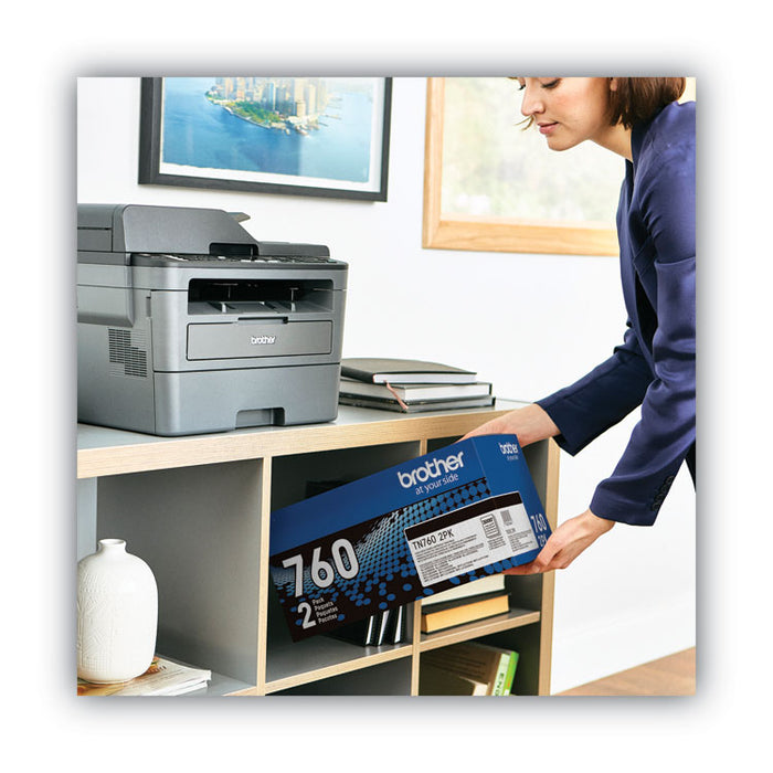 TN7602PK High-Yield Toner, 3,000 Page-Yield, Black, 2/Pack