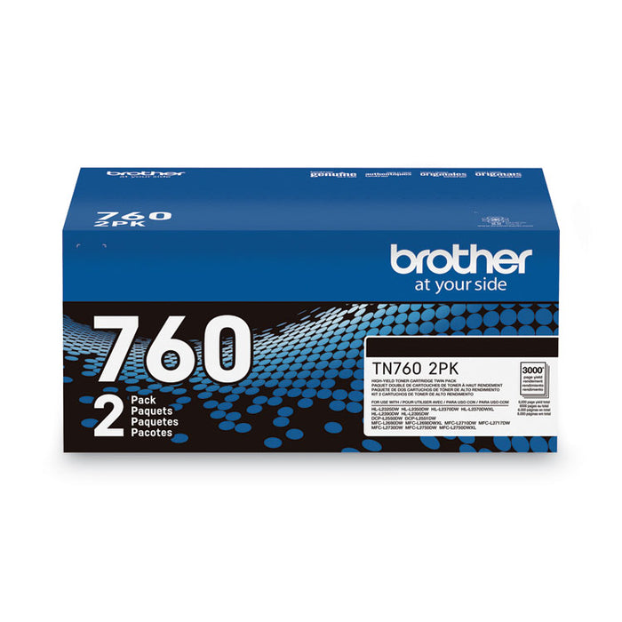 TN7602PK High-Yield Toner, 3,000 Page-Yield, Black, 2/Pack