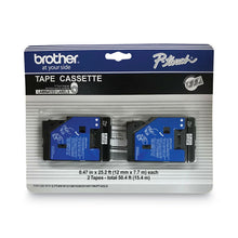 Load image into Gallery viewer, TC Tape Cartridges for P-Touch Labelers, 0.47" x 25.2 ft, Black on Clear, 2/Pack
