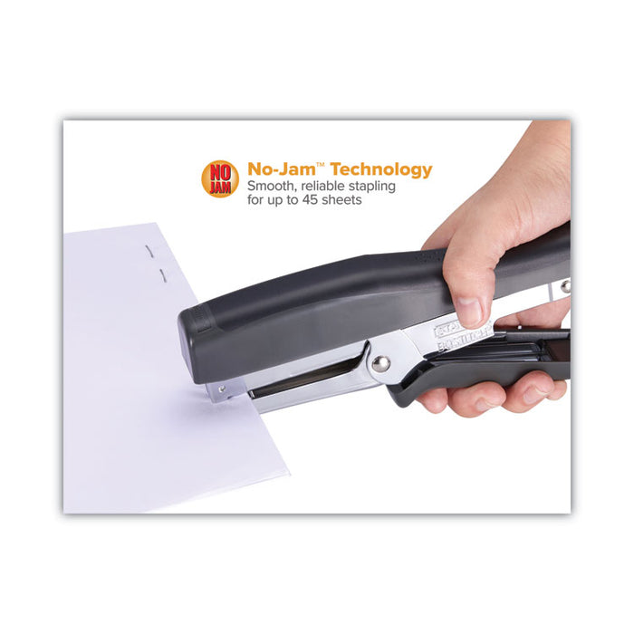 B8 Xtreme Duty Plier Stapler, Soft Rubber Handle, 45-Sheet Capacity, 0.25" to 0.38" Staples, 2.5" Throat, Black/Charcoal Gray