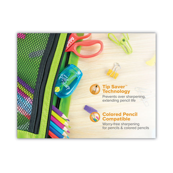 Twist-n-Sharp Pencil Sharpener, One-Hole, 3.5 x 1.25 x 5.5, Randomly Assorted Colors, 3/Box