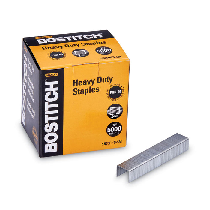 Heavy-Duty Premium Staples, 0.38" Leg, 0.5" Crown, Steel, 5,000/Box