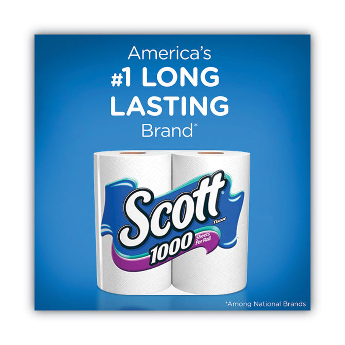 1000 Bathroom Tissue, Septic Safe, 1-Ply, White, 1,000 Sheets/Roll, 20 Rolls/Pack, 2 Packs/Carton