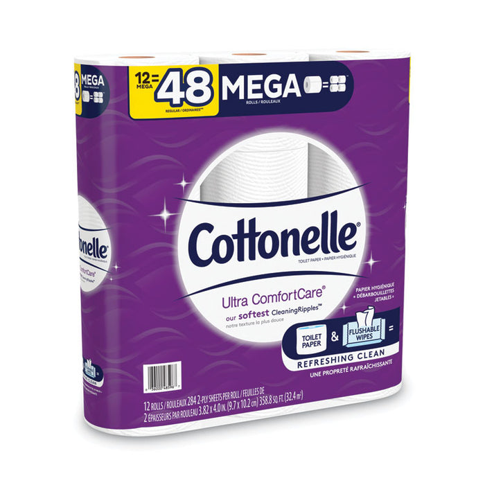 Ultra ComfortCare Toilet Paper, Soft Bath Tissue, Mega Rolls, Septic Safe, 2-Ply, White, 284 Sheets/Roll, 12 Rolls/Pack