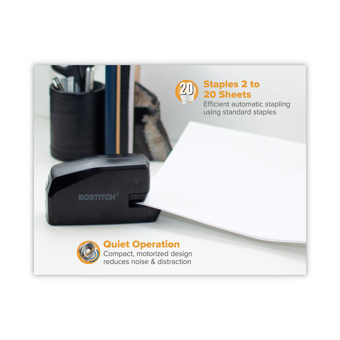 MDS20 Portable Electric Stapler, 20-Sheet Capacity, Black