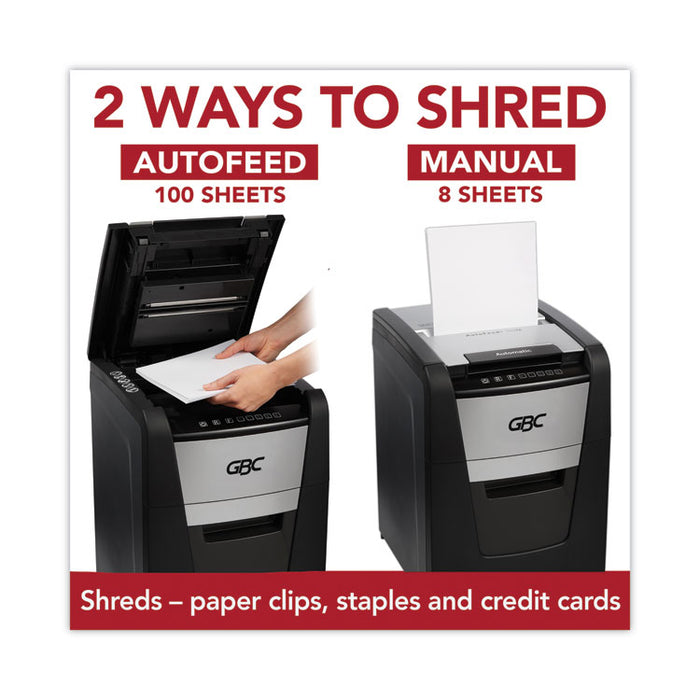 AutoFeed+ 100X Super Cross-Cut Home Office Shredder, 100 Auto/8 Manual Sheet Capacity