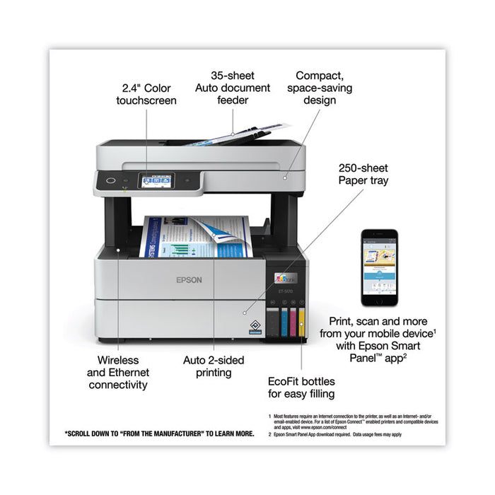EcoTank Pro ET-5170 All-in-One Supertank Printer, Copy/Fax/Print/Scan