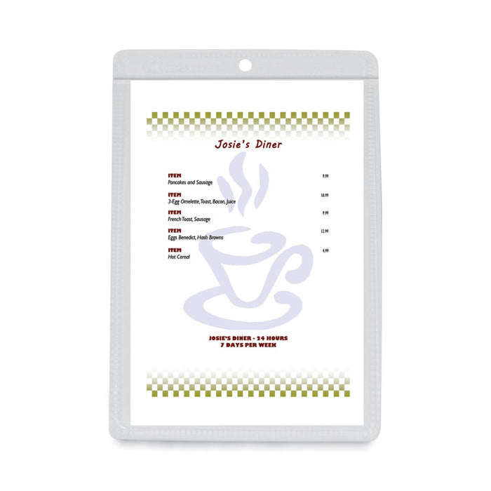 Clear Vinyl Shop Ticket Holders, Super Heavy-Duty, Top Load 5 x 8 Insert, Clear Front, 50/Box