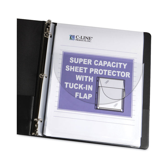 Super Capacity Sheet Protectors with Tuck-In Flap, Super Heavy-Duty, Side: 3-Hole Punched, 8.5 x 11 Insert, Clear, 10/Pack