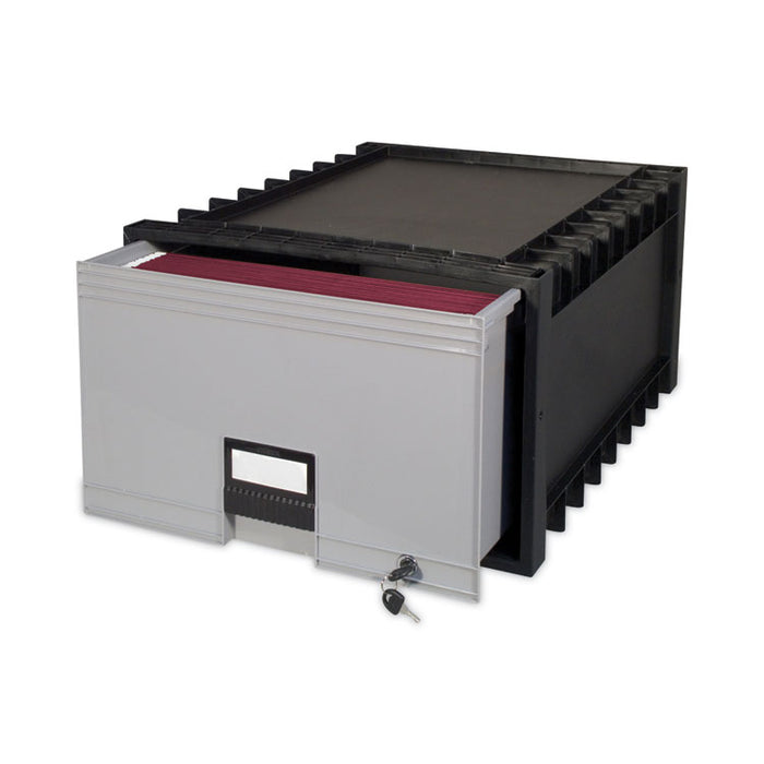 Archive Storage Drawers with Key Lock, Legal Files, 18.25" x 24" x 11.5", Black/Gray