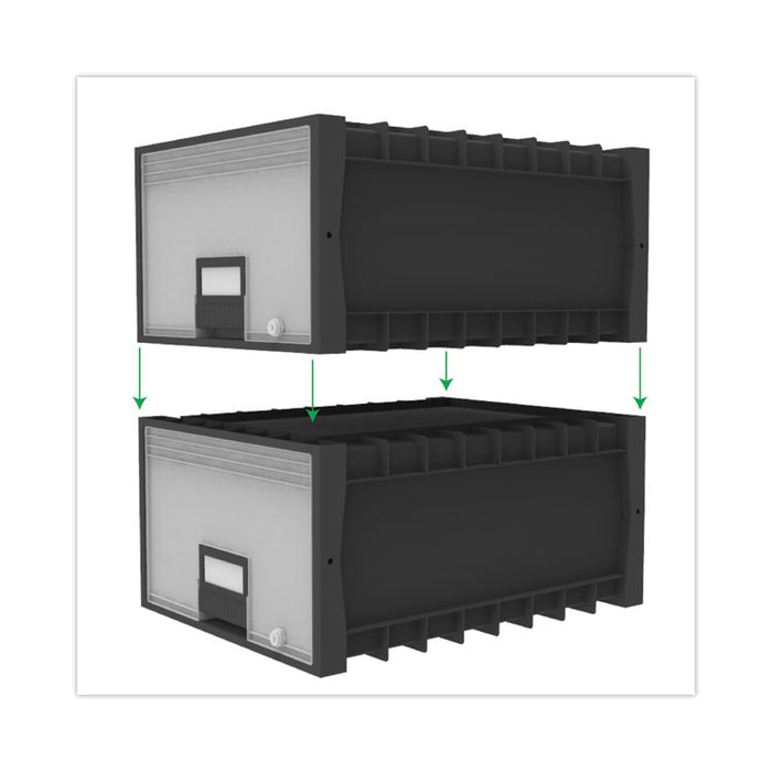 Archive Storage Drawers with Key Lock, Legal Files, 18.25" x 24" x 11.5", Black/Gray