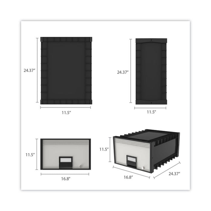 Archive Storage Drawers with Key Lock, Legal Files, 18.25" x 24" x 11.5", Black/Gray