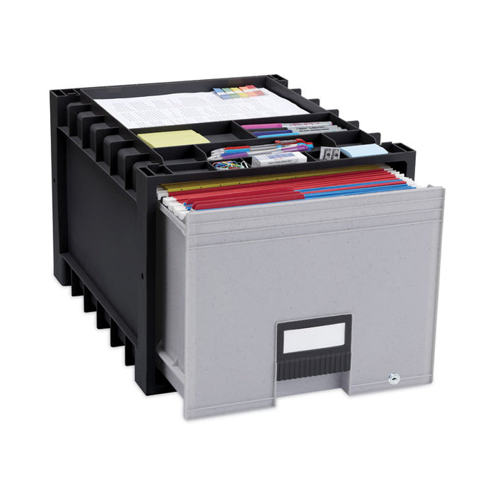 Archive Storage Drawers with Key Lock, Letter Files, 15.25" x 18" x 11.5", Black/Gray