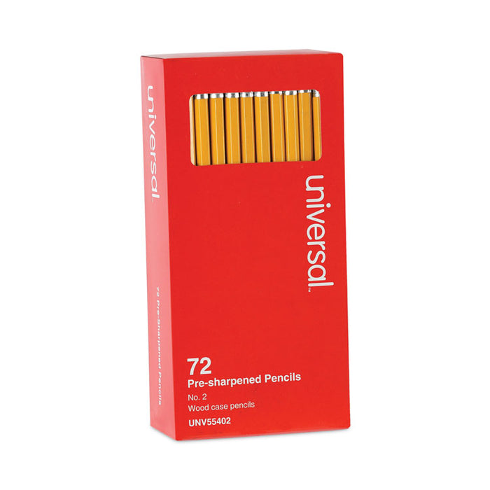#2 Pre-Sharpened Woodcase Pencil, HB (#2), Black Lead, Yellow Barrel, 72/Pack