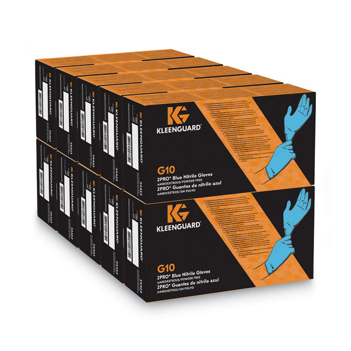 G10 2PRO Nitrile Gloves, Powder-Free, Medium, 6 mil Thick, 9.5" Long, Blue, 100/Box