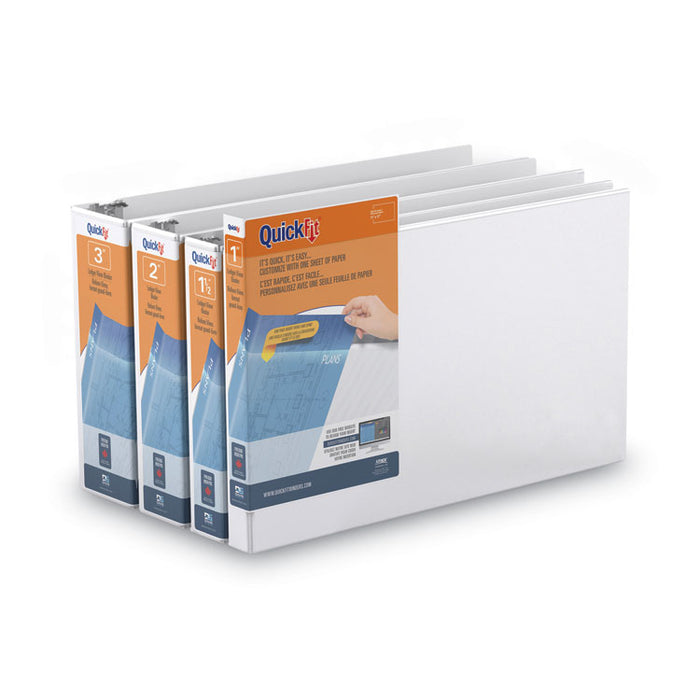 QuickFit Ledger D-Ring View Binder, 3 Rings, 3" Capacity, 11 x 17, White