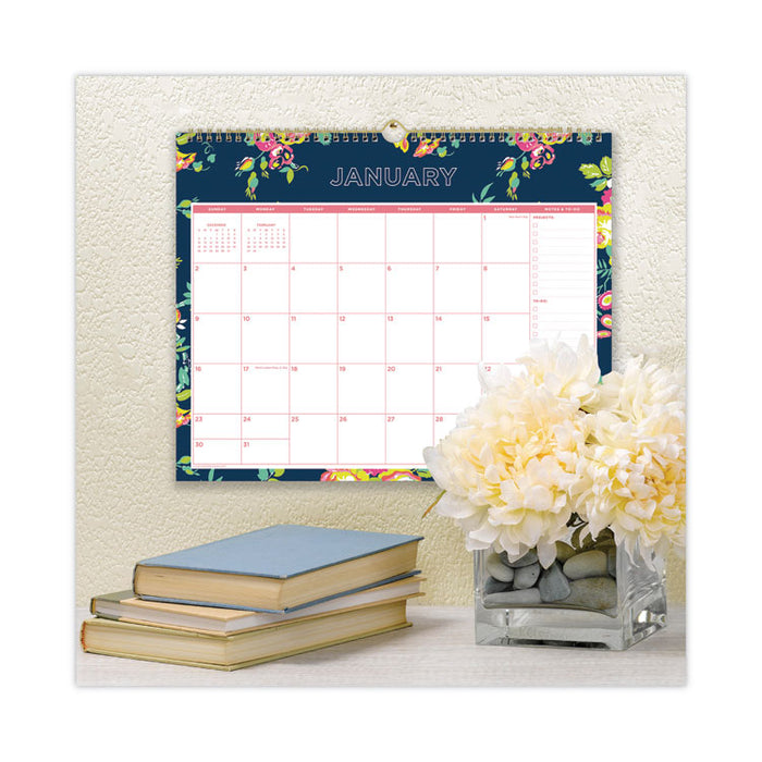 Day Designer Peyton Wall Calendar, Floral Artwork, 15 x 12, White/Navy Sheets, 12-Month (Jan to Dec): 2026